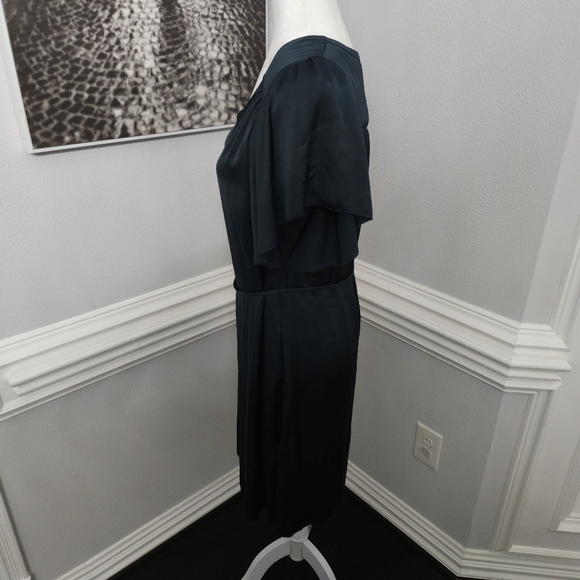 Margaret Oleary silky flutter sleeve dress size xs teal - Picture 4 of 8